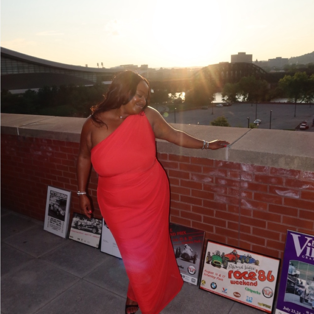 ASOS Curve Red One Shoulder dress
